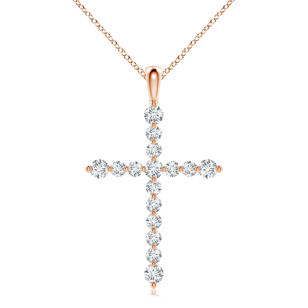 Floating Round Diamond Cross Pendant
