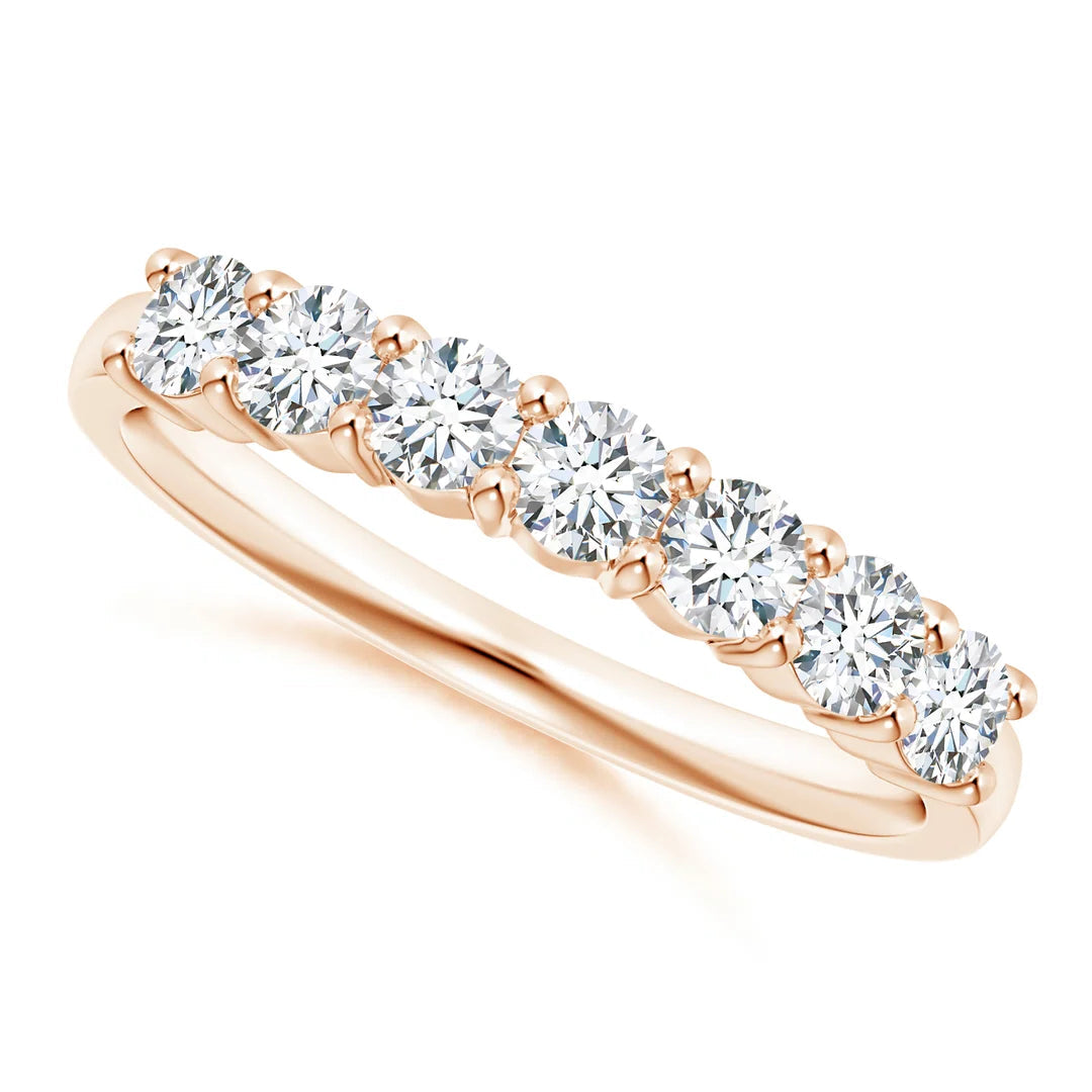 Seven Stone Half Eternity Diamond Wedding Ring in rose gold, 3mm stone