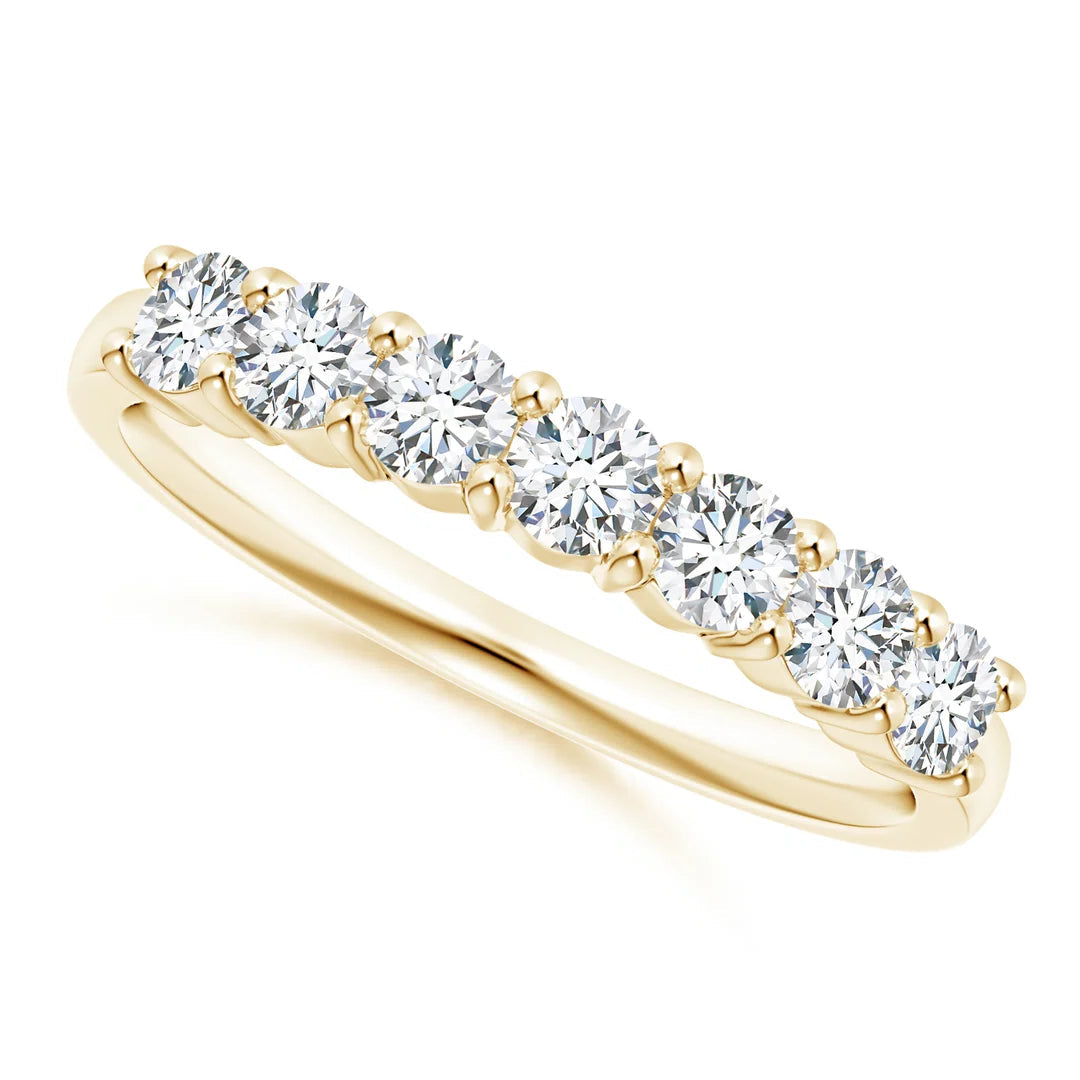 Seven Stone Half Eternity Diamond Wedding Ring in yellow gold, 3mm stone