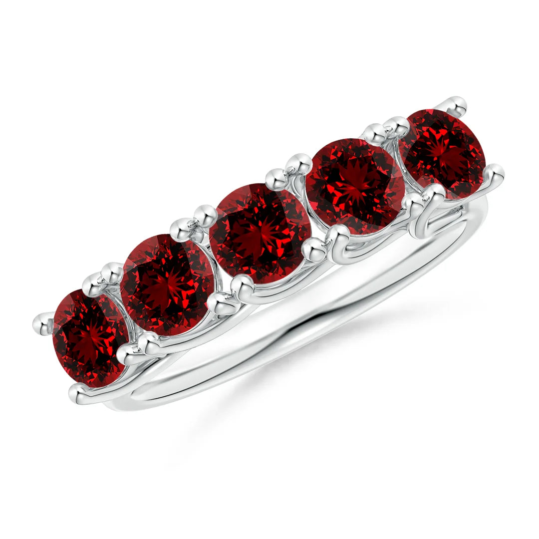 Half Eternity Five Stone Ruby Wedding Band