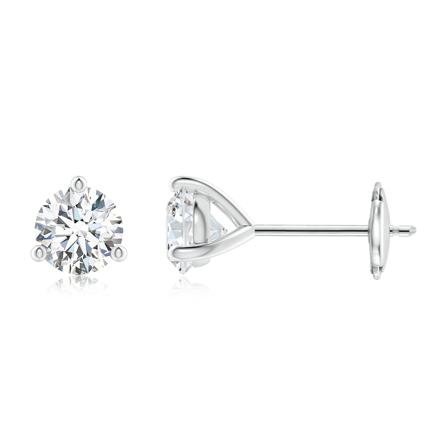 Round Diamond Martini Stud Earrings, Prong-Set