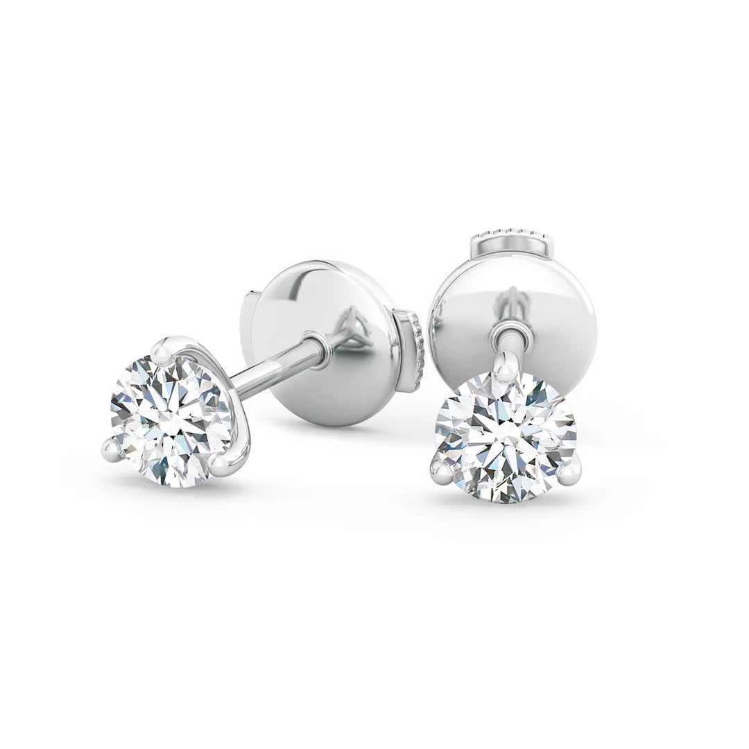 Round Diamond Martini Stud Earrings, Prong-Set