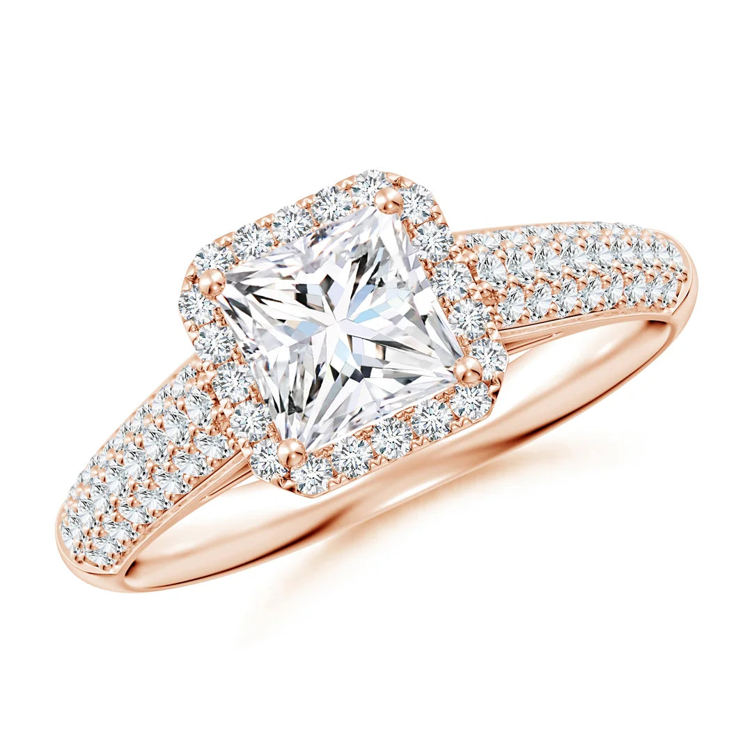 Princess-Cut Diamond Halo Engagement Ring