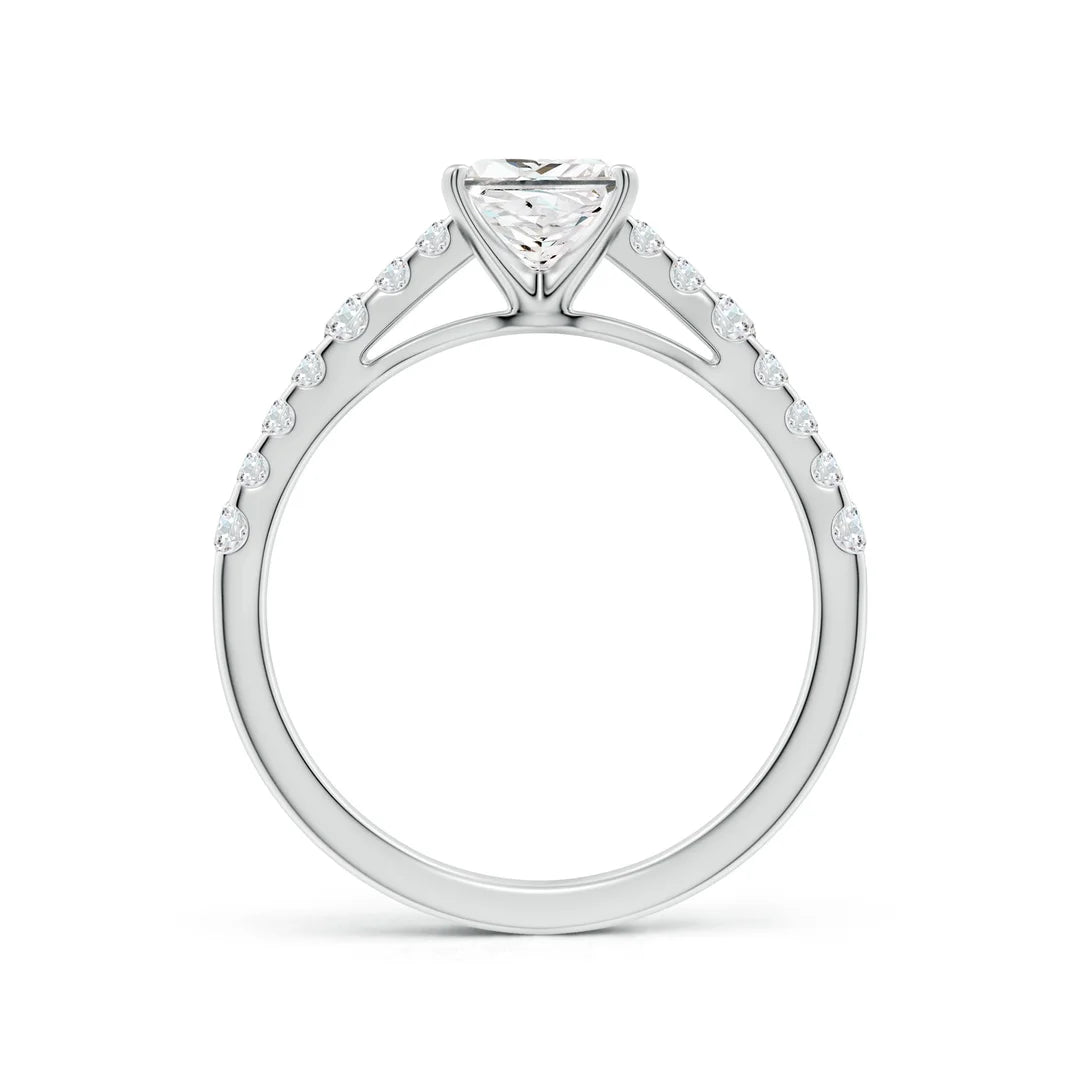 Lab-Grown Solitaire Princess-Cut Diamond Station Engagement Ring