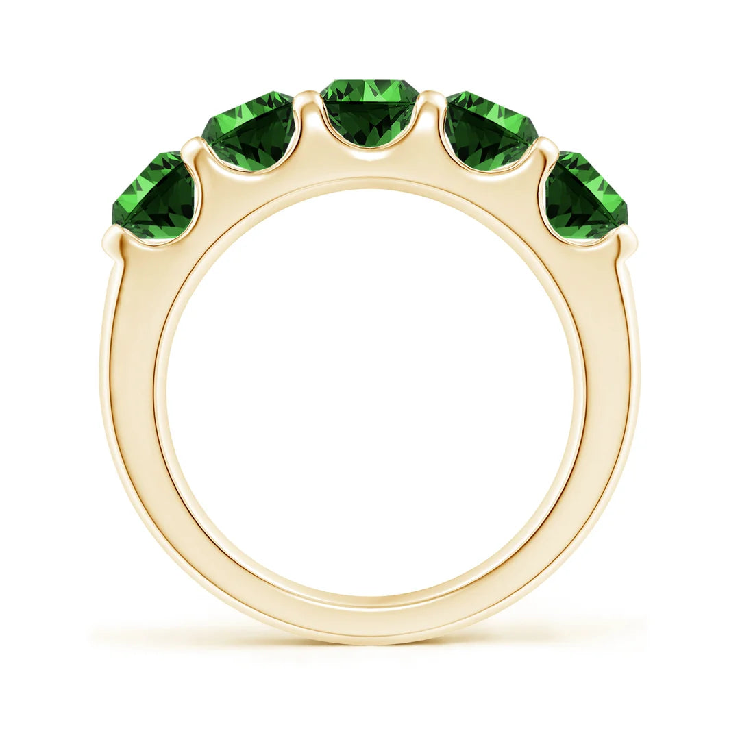 Shared Prong Set Half Eternity Emerald Wedding Ring