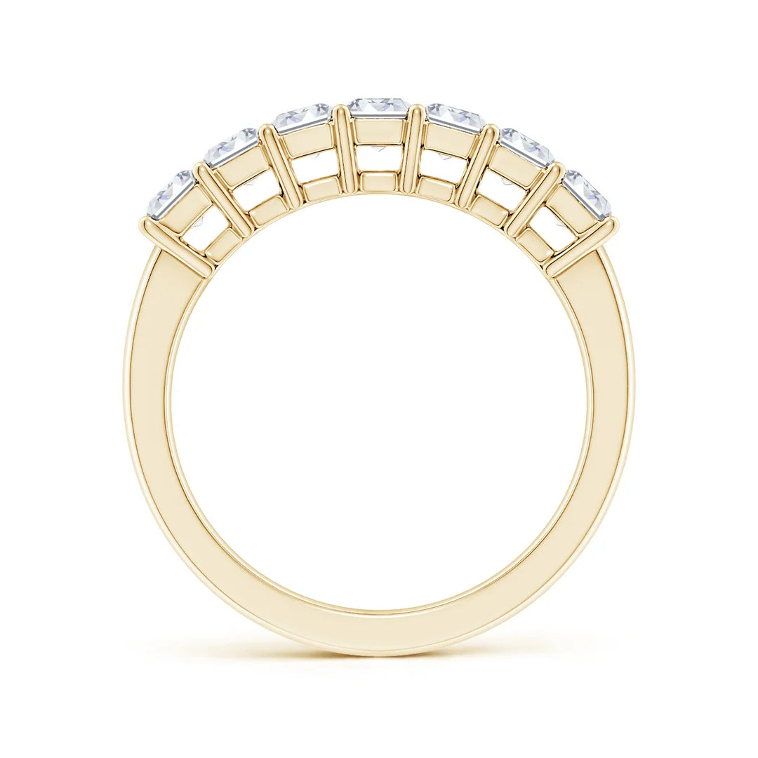 Seven Stone Emerald-Cut Diamond Wedding Ring