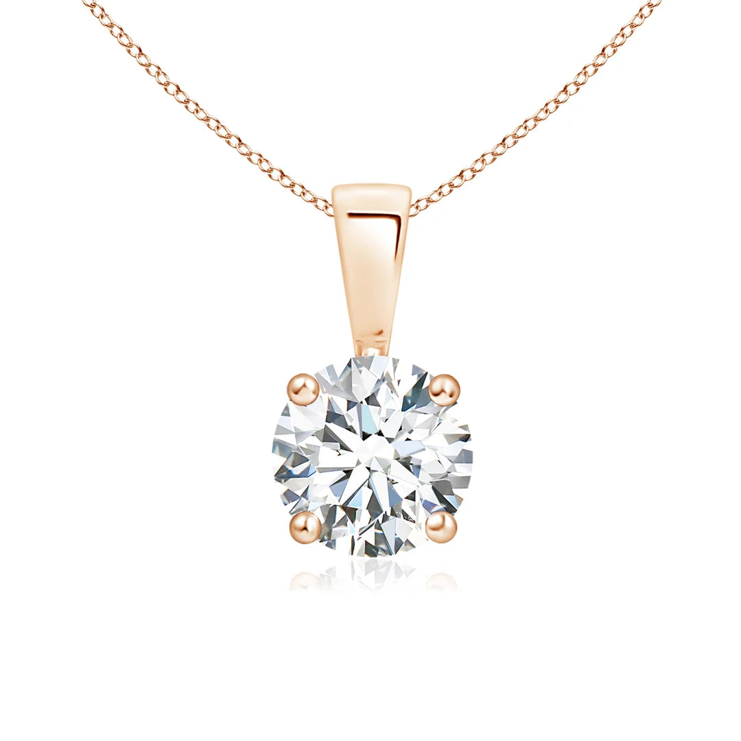 Round Diamond Solitaire Pendant Prong-Set
