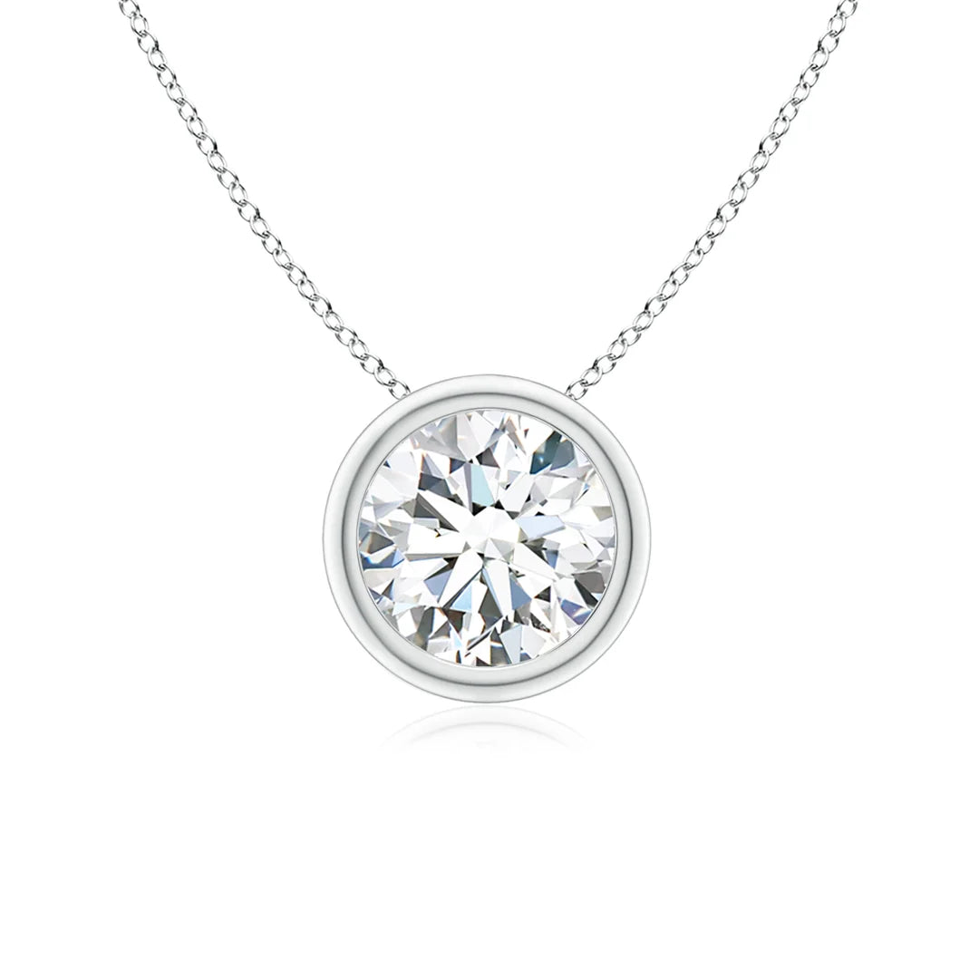 Round Diamond Solitaire Pendant, Bezel-Set