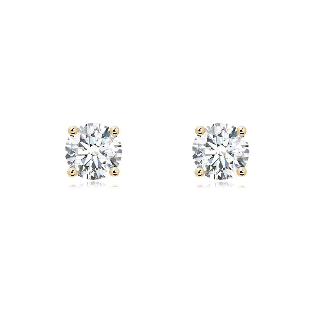 Solitaire Basket-Set Round Diamond Stud Earrings