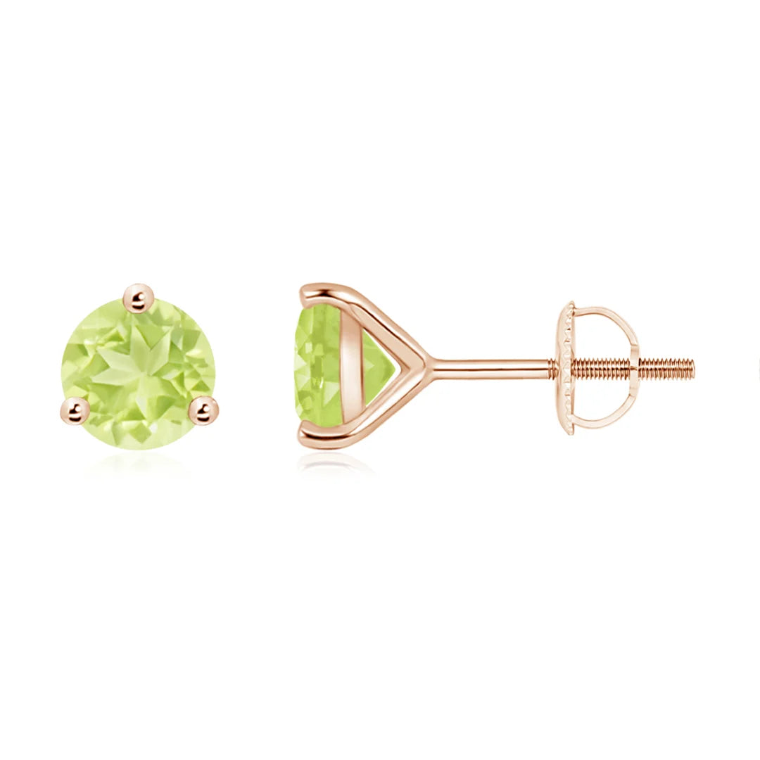 Round Peridot Stud Earrings, Martini-Set
