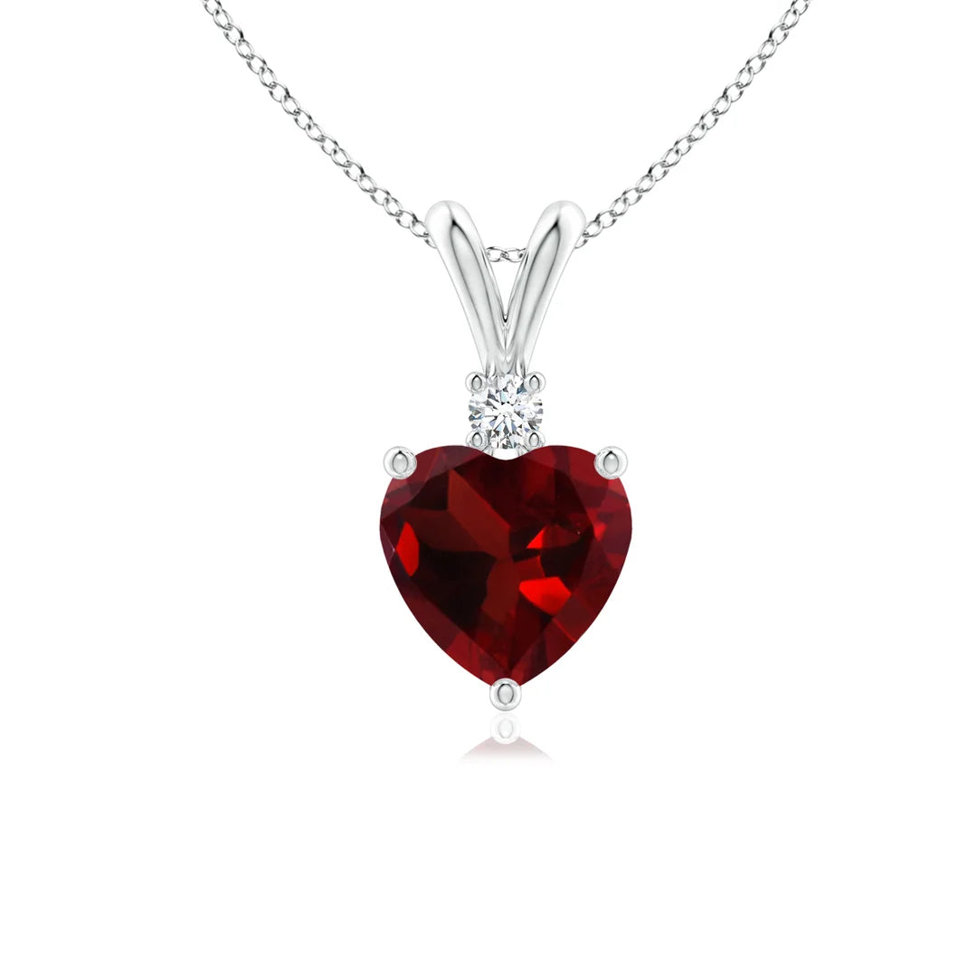 Garnet Heart-Shaped Bale Pendant with Diamond