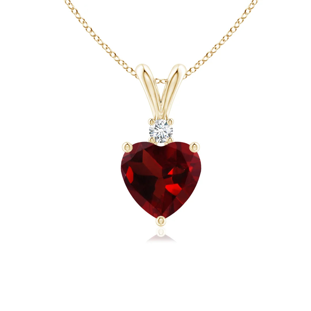 Garnet Heart-Shaped Bale Pendant with Diamond