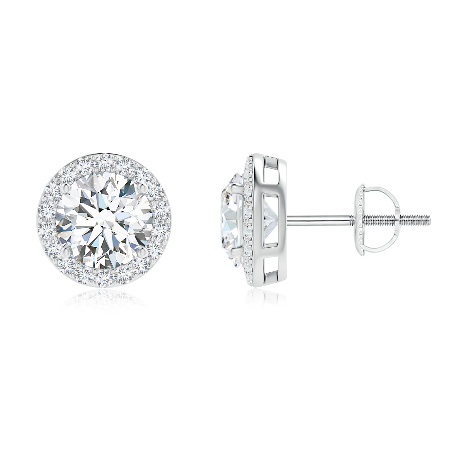 Vintage-Inspired Round Diamond Halo Stud Earrings, Lab Grown