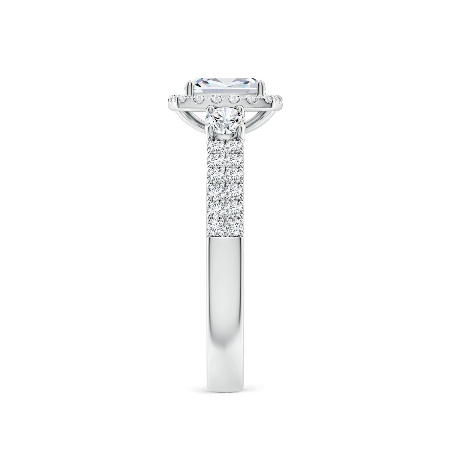 Cushion Diamond Halo Double Shank Engagement Ring, Lab-Grown