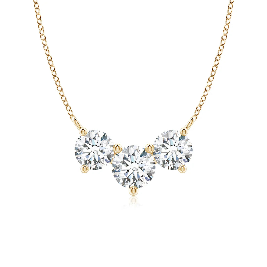 Classic Trio Round Diamond Lab-Grown Necklace