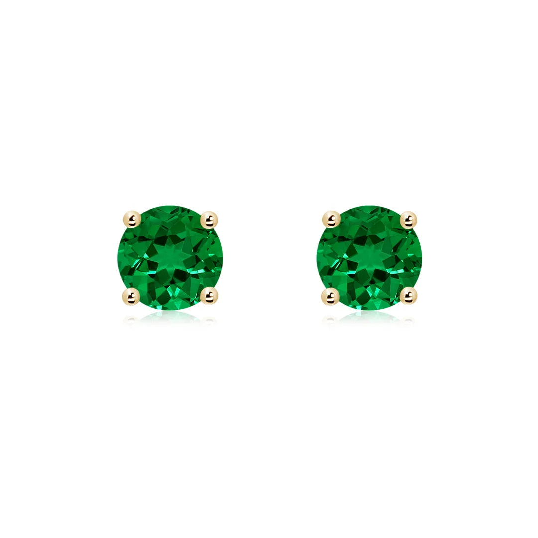 Round Emerald Stud Earrings