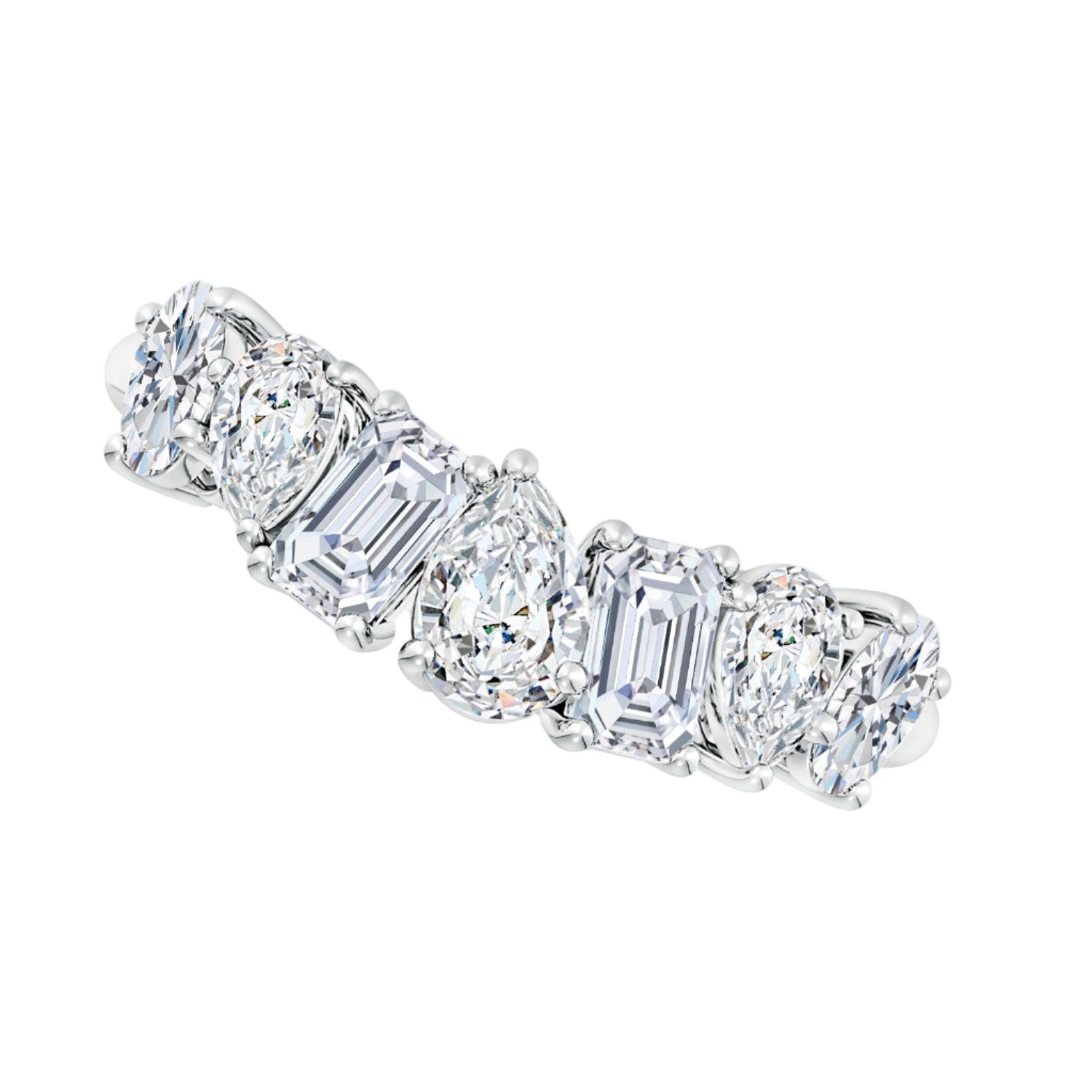 Multi-Shape Diamond Contoured Wedding Ring, Lab-Grown