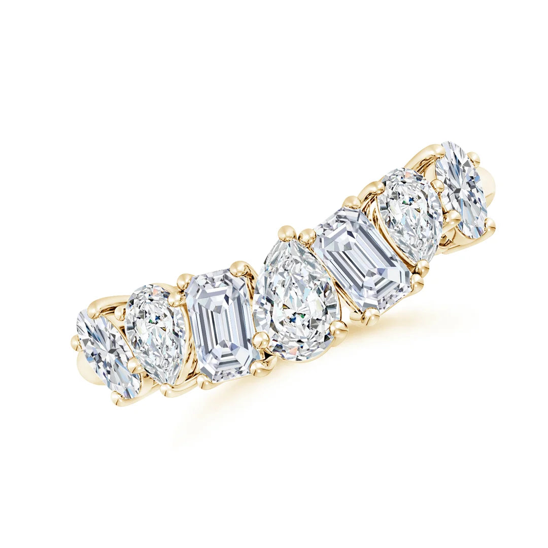 Multi-Shape Diamond Contoured Wedding Ring, Lab-Grown