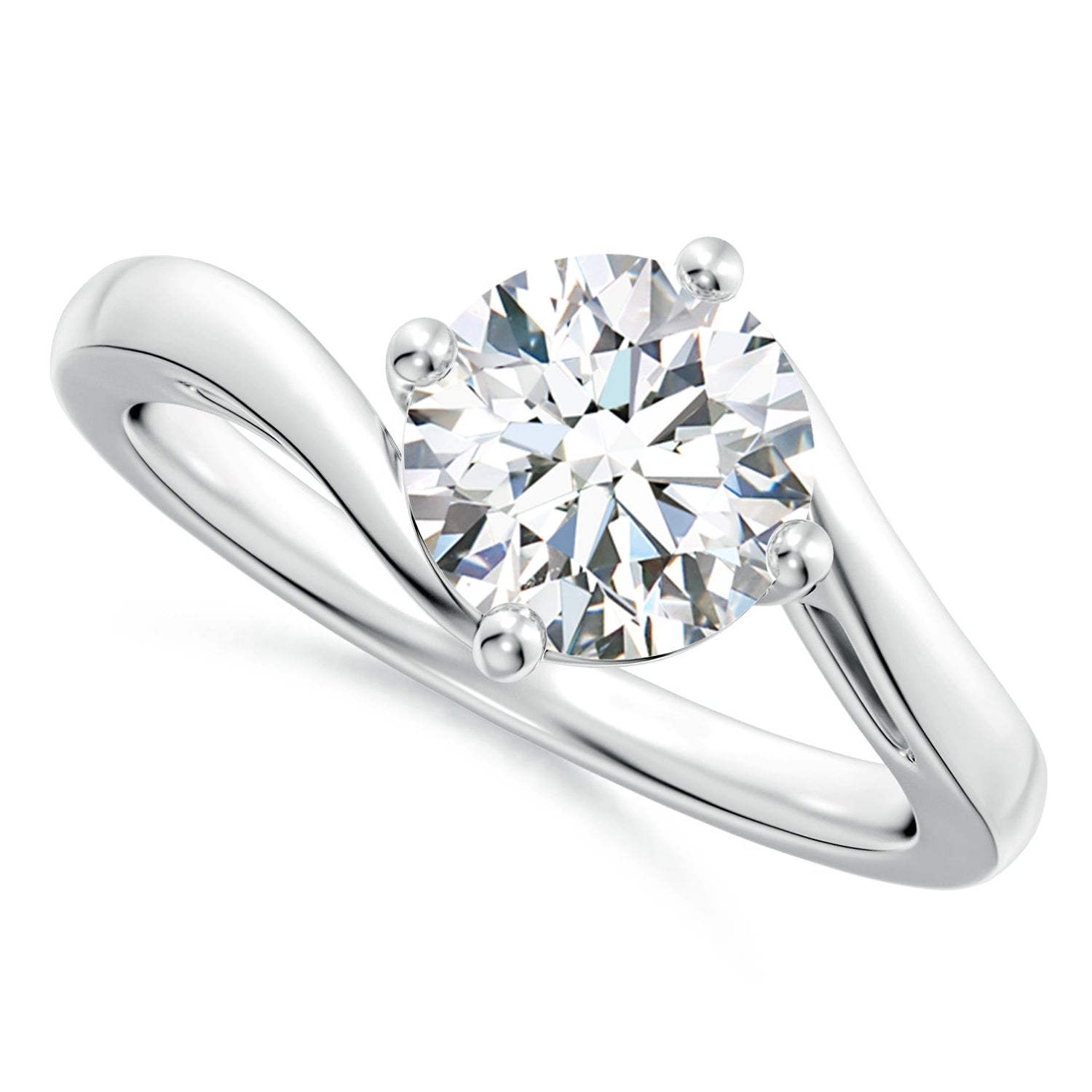 Classic Round Diamond Solitaire Bypass Engagement Ring, Lab Grown