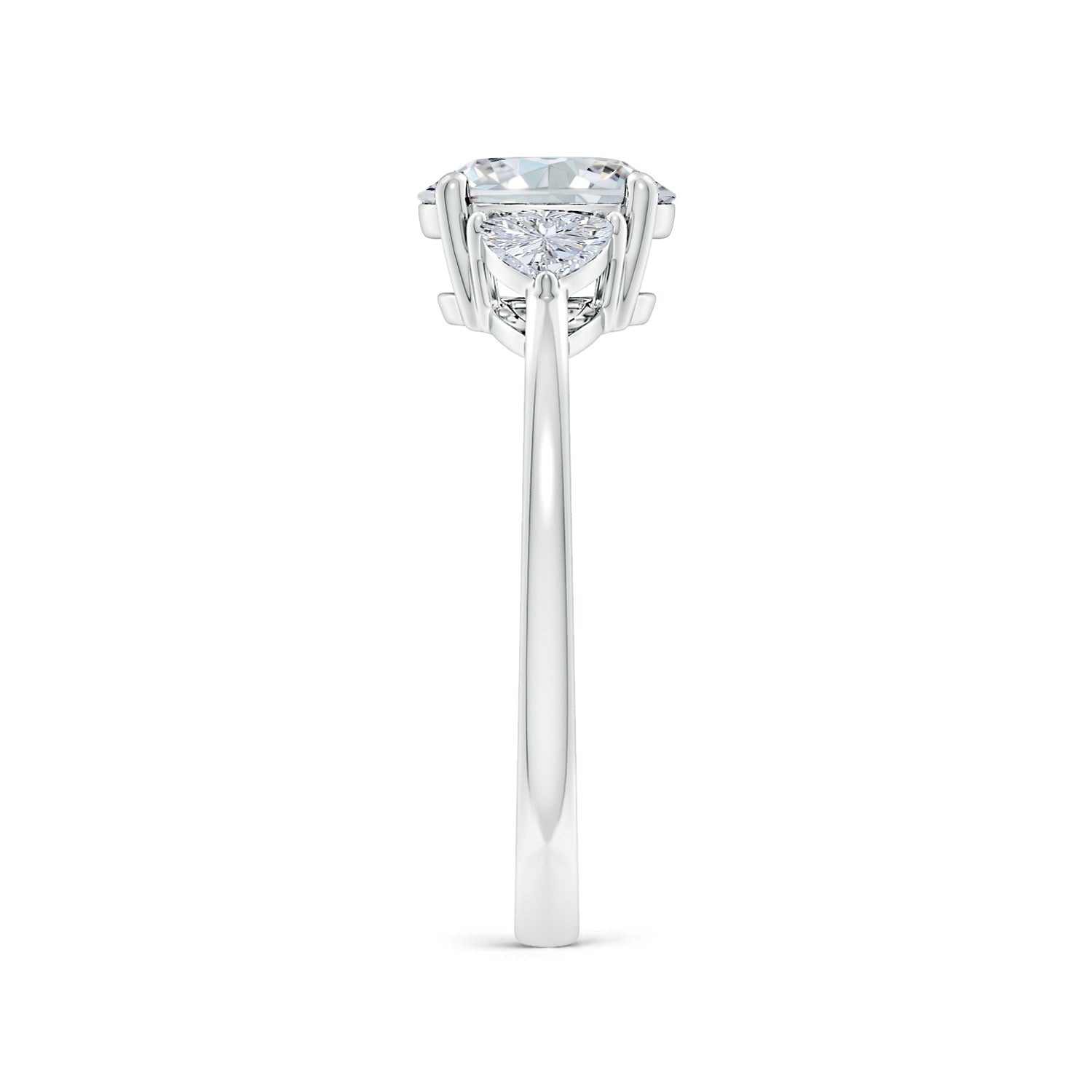 Oval and Trillion Diamond Three Stone Reverse Tapered Shank Engagement Ring, Lab-Grown