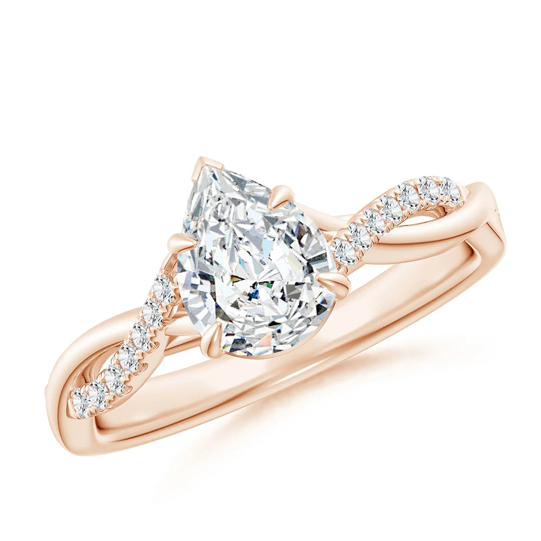 Lab-Grown Pear-Shaped Diamond Twisted Shank Engagement Ring