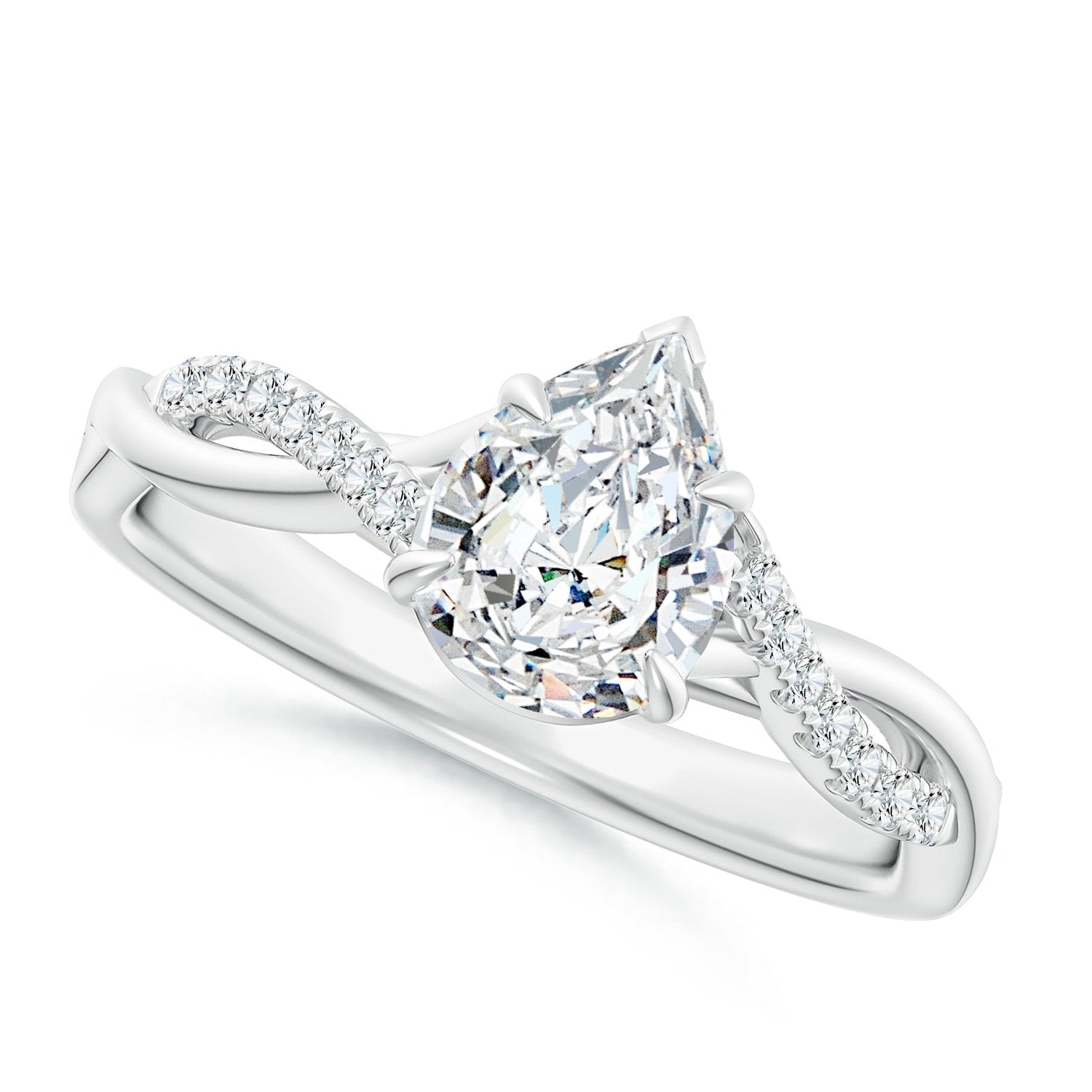 Lab-Grown Pear-Shaped Diamond Twisted Shank Engagement Ring