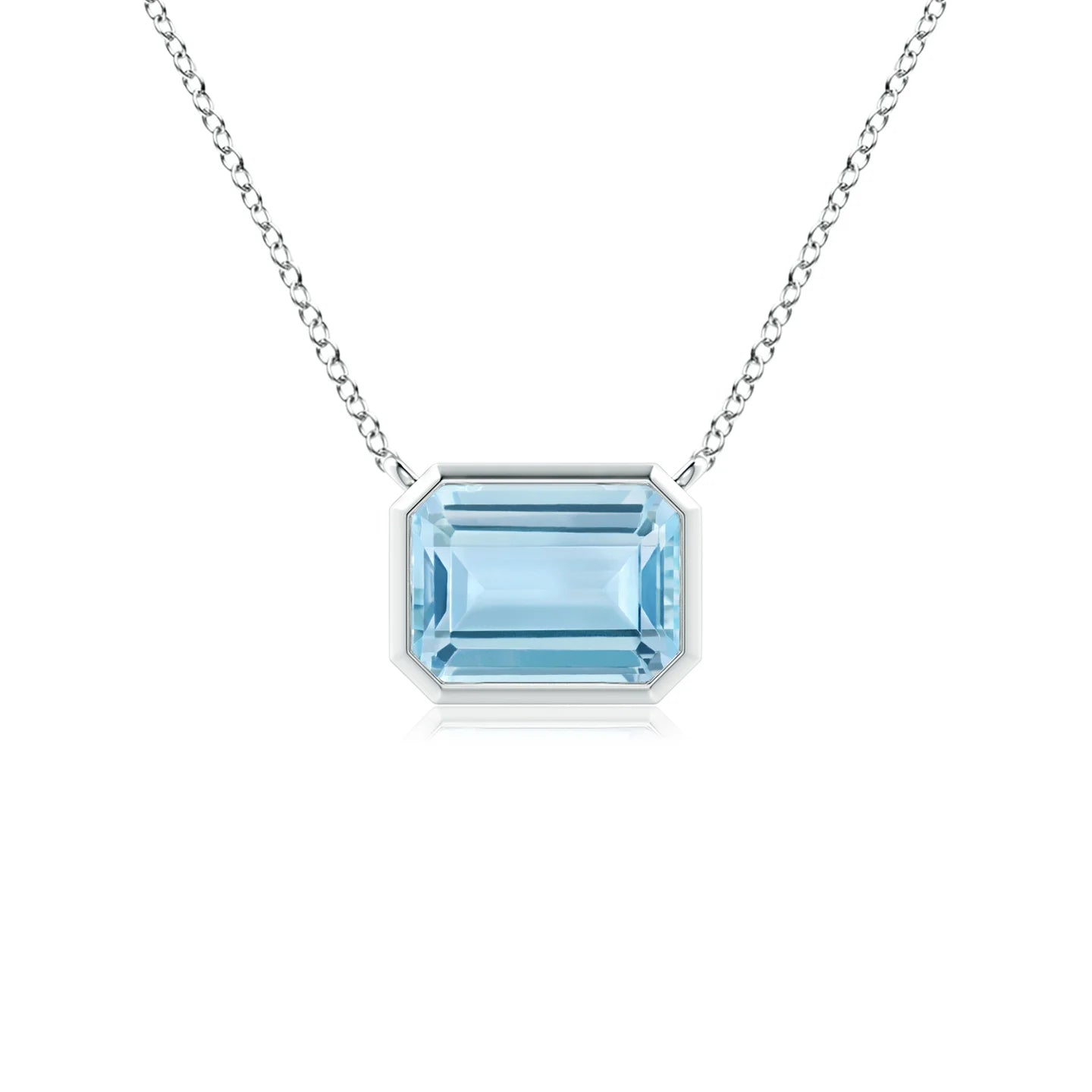 Emerald-Cut Aquamarine East-West Bezel-Set Pendant