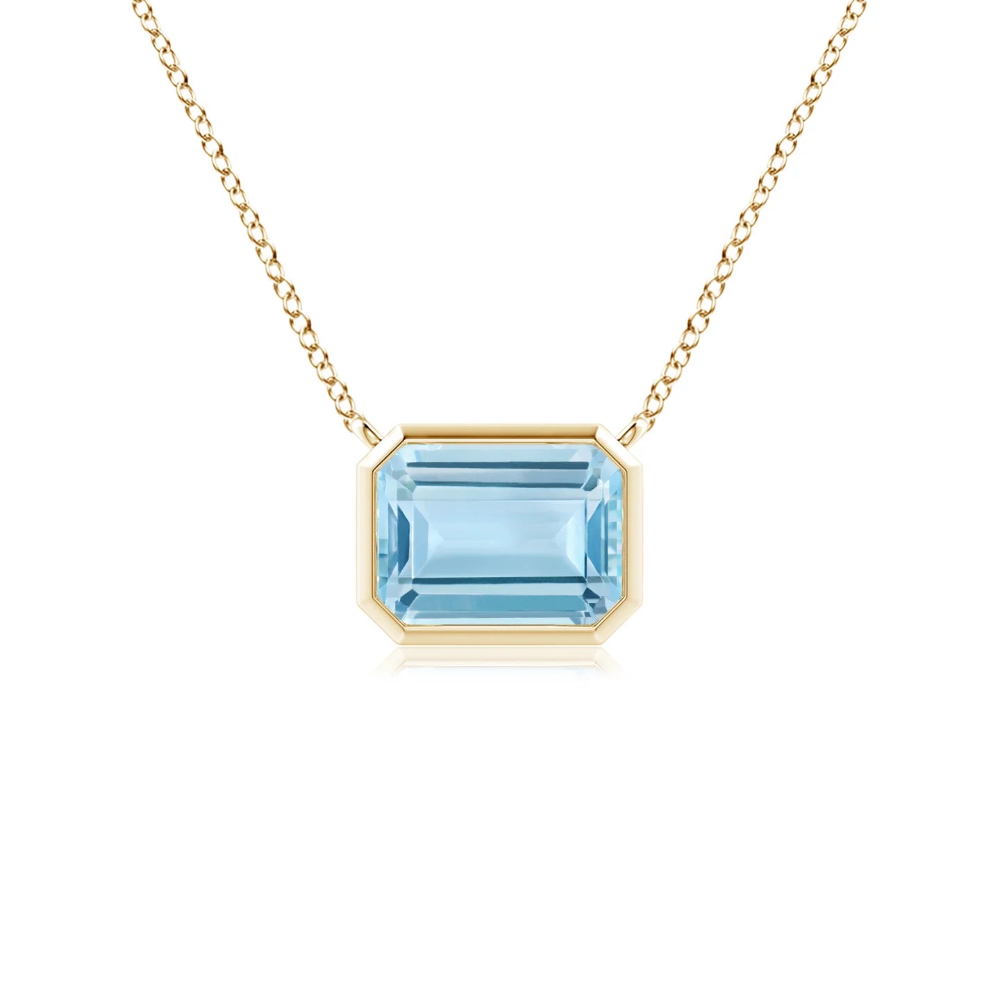 Emerald-Cut Aquamarine East-West Bezel-Set Pendant