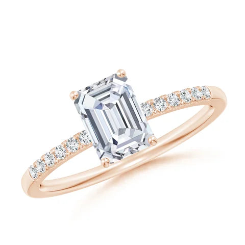 Emerald-Cut Diamond Engagement Ring with Accents