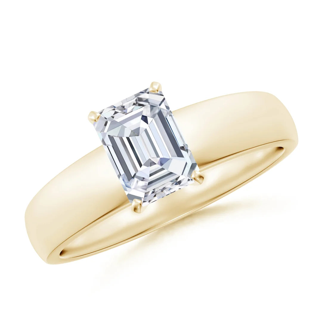 Emerald-Cut Diamond Solitaire Engagement Ring, Prong-Set