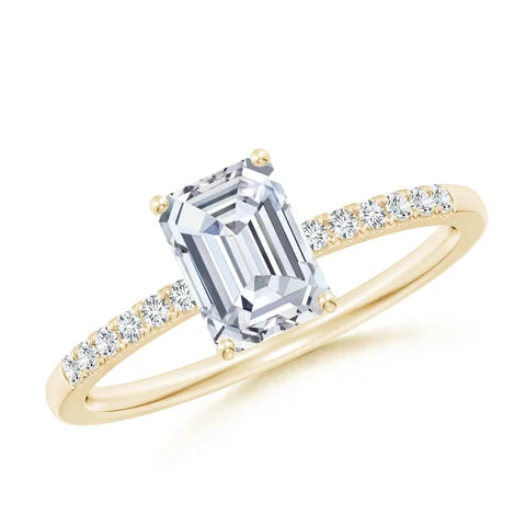 Emerald-Cut Diamond Engagement Ring with Accents