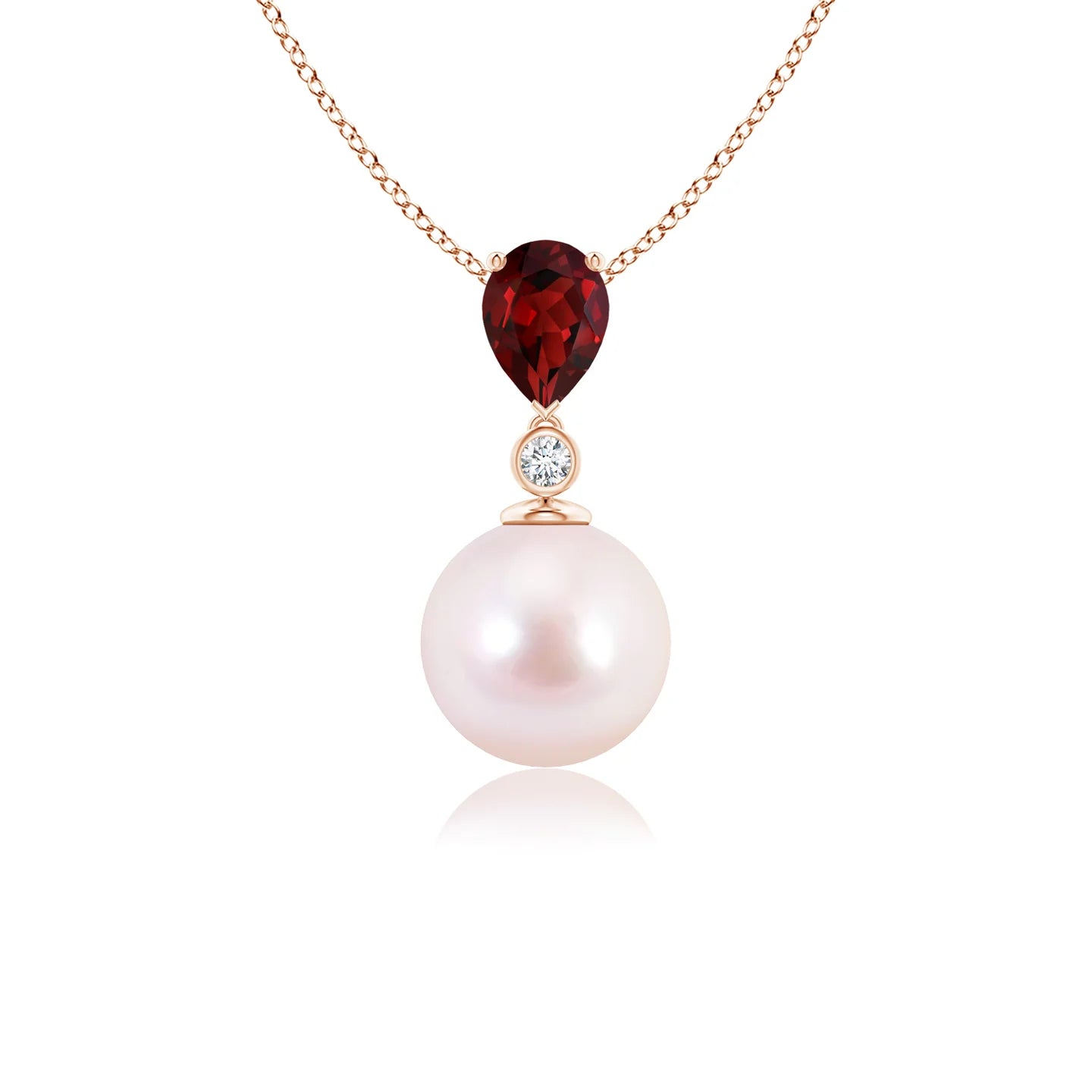 Akoya Pearl & Pear Garnet Drop Pendant