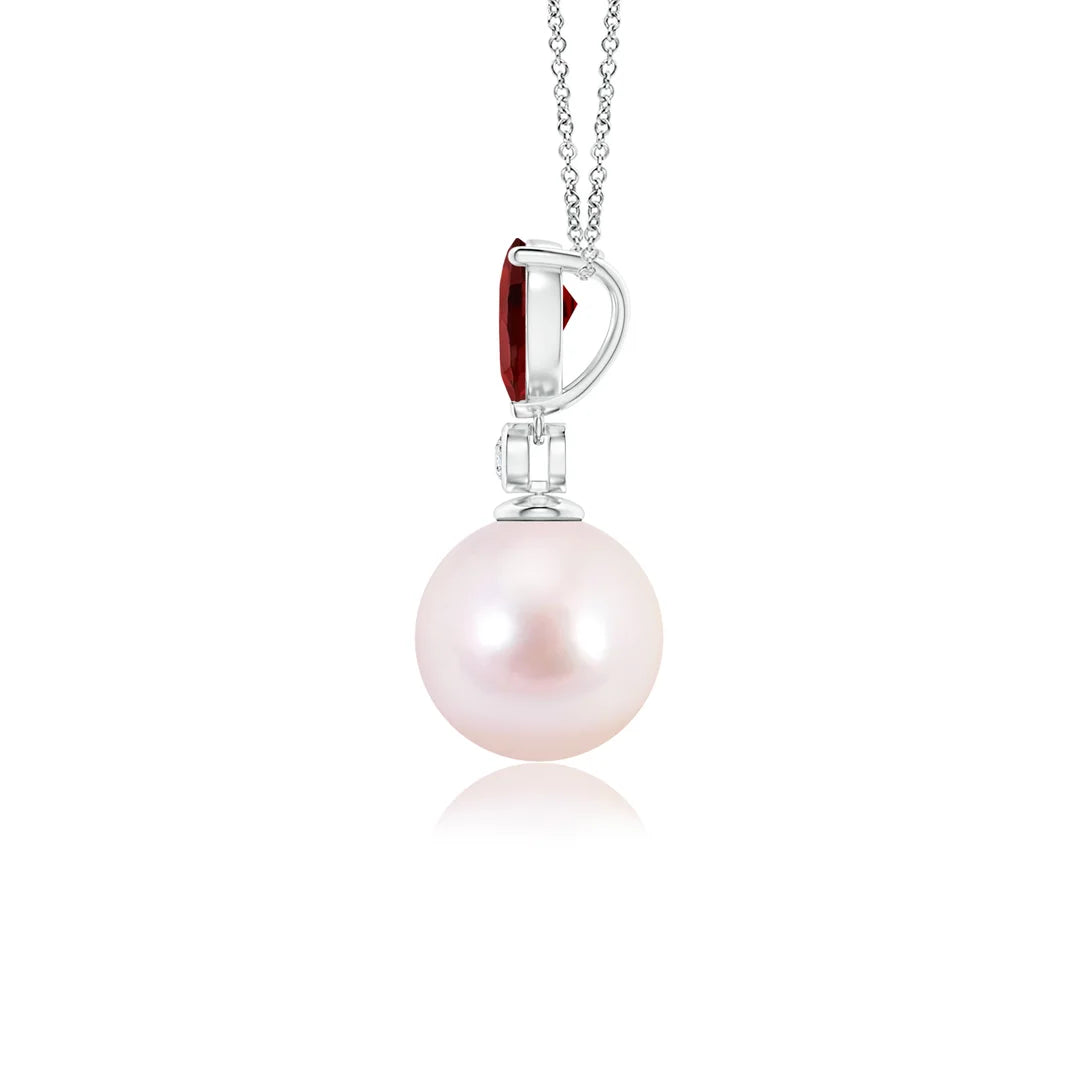 Akoya Pearl & Pear Garnet Drop Pendant