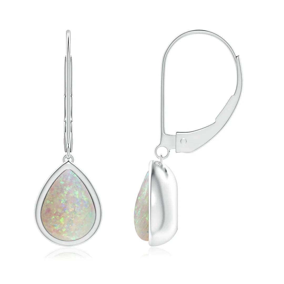 Opal Solitaire Drop Earrings, Pear-Shaped