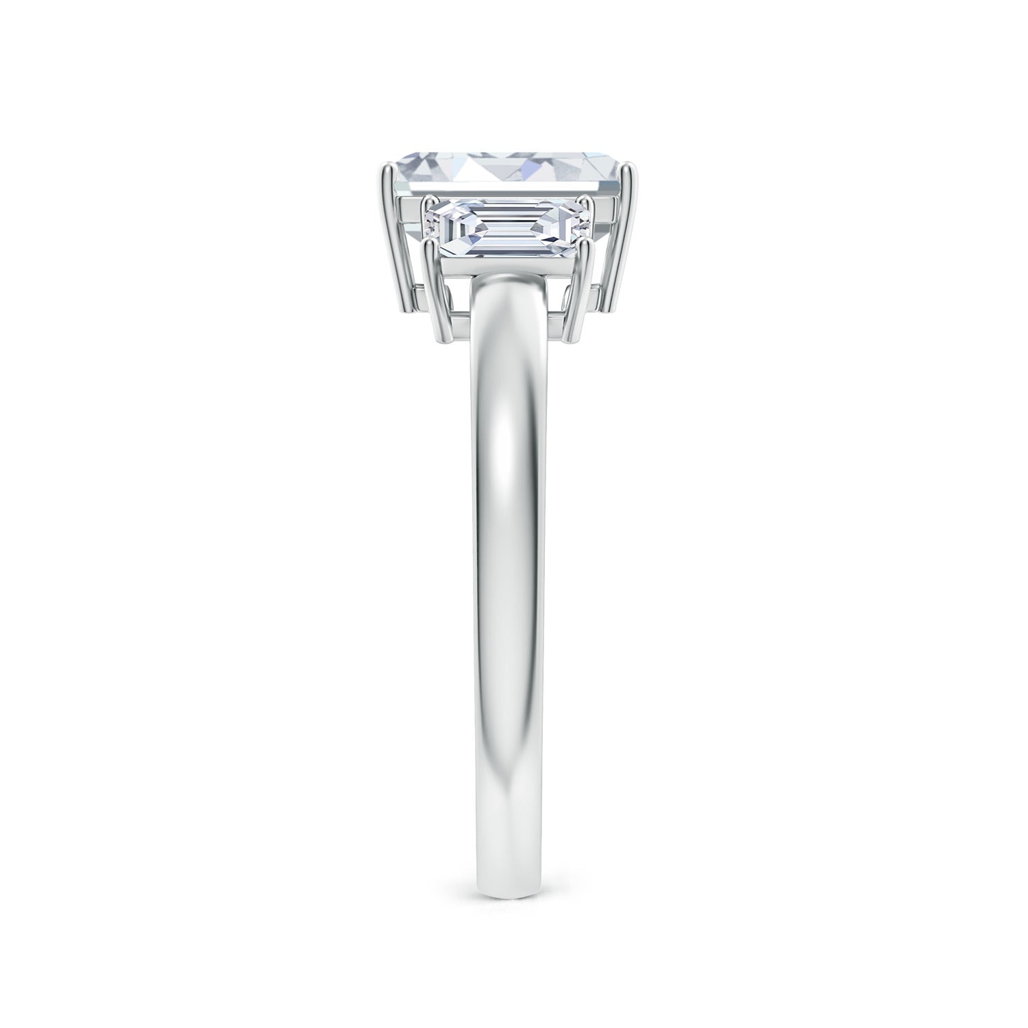 Emerald-Cut Diamond Three Stone Engagement Ring