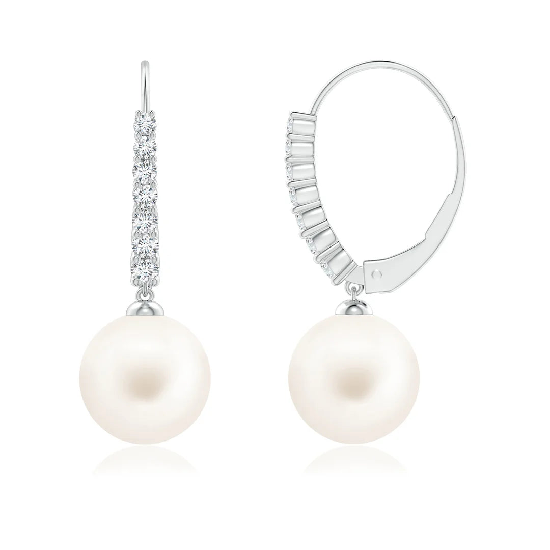 Pearl Tapered Leverback Earrings