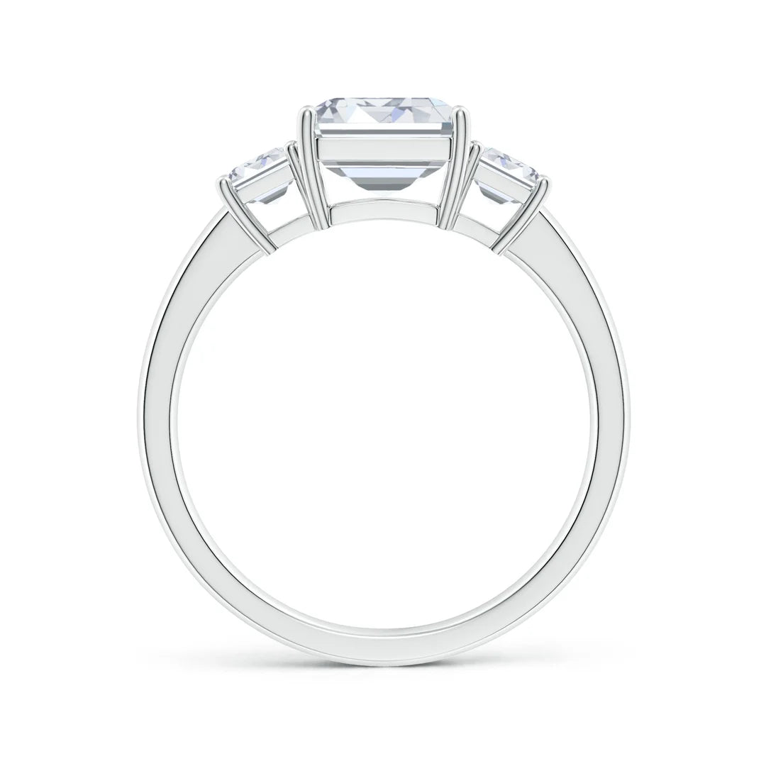 Emerald-Cut Diamond Three Stone Engagement Ring