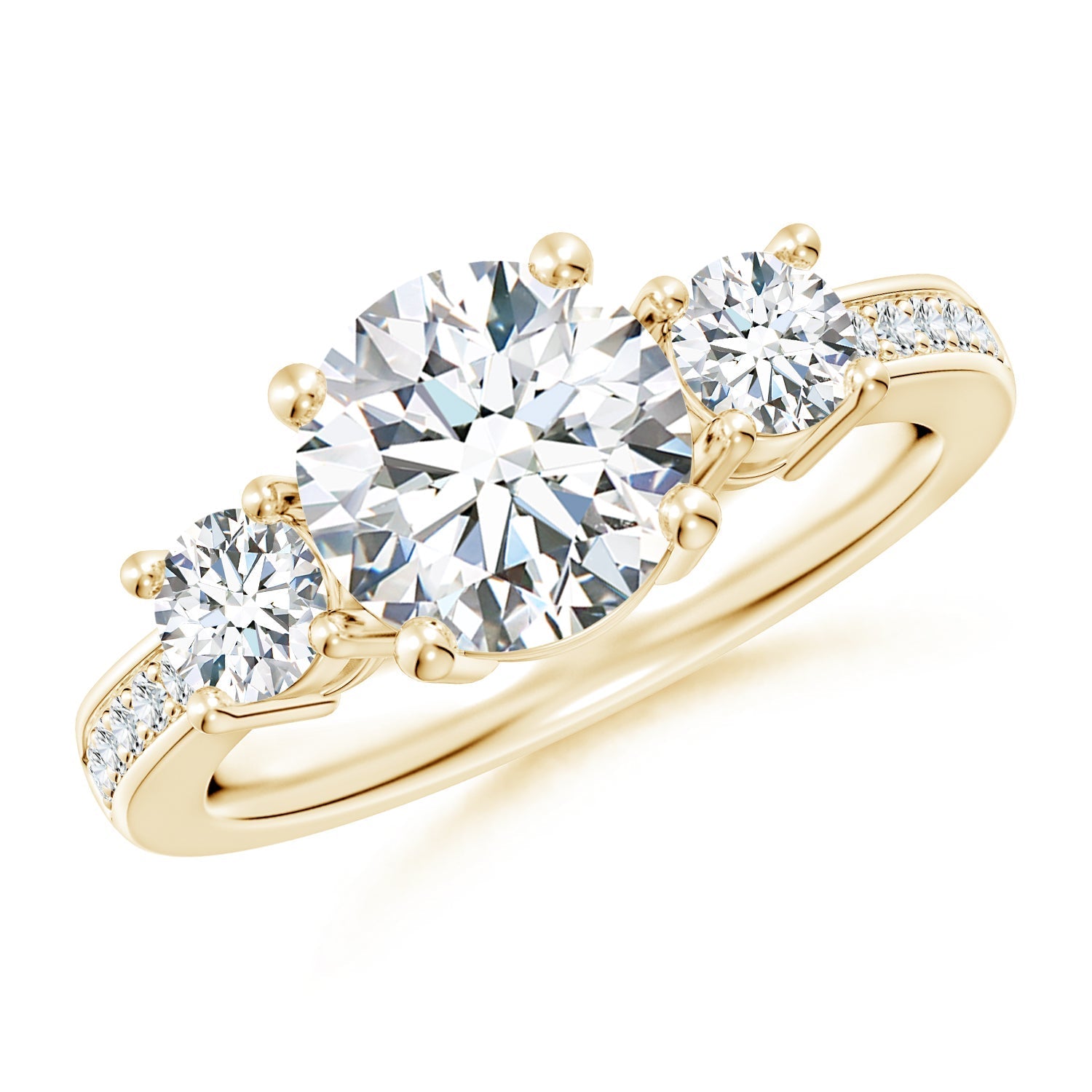 Classic Three Stone Round Diamond Engagement Ring, Lab-Grown