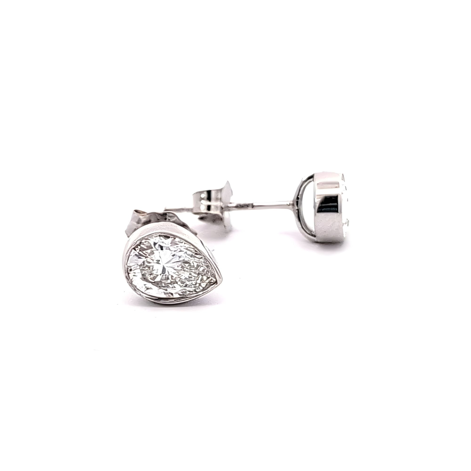 Pear Diamond Stud Earrings, 1.37 ct., 14K White Gold, Lab Grown