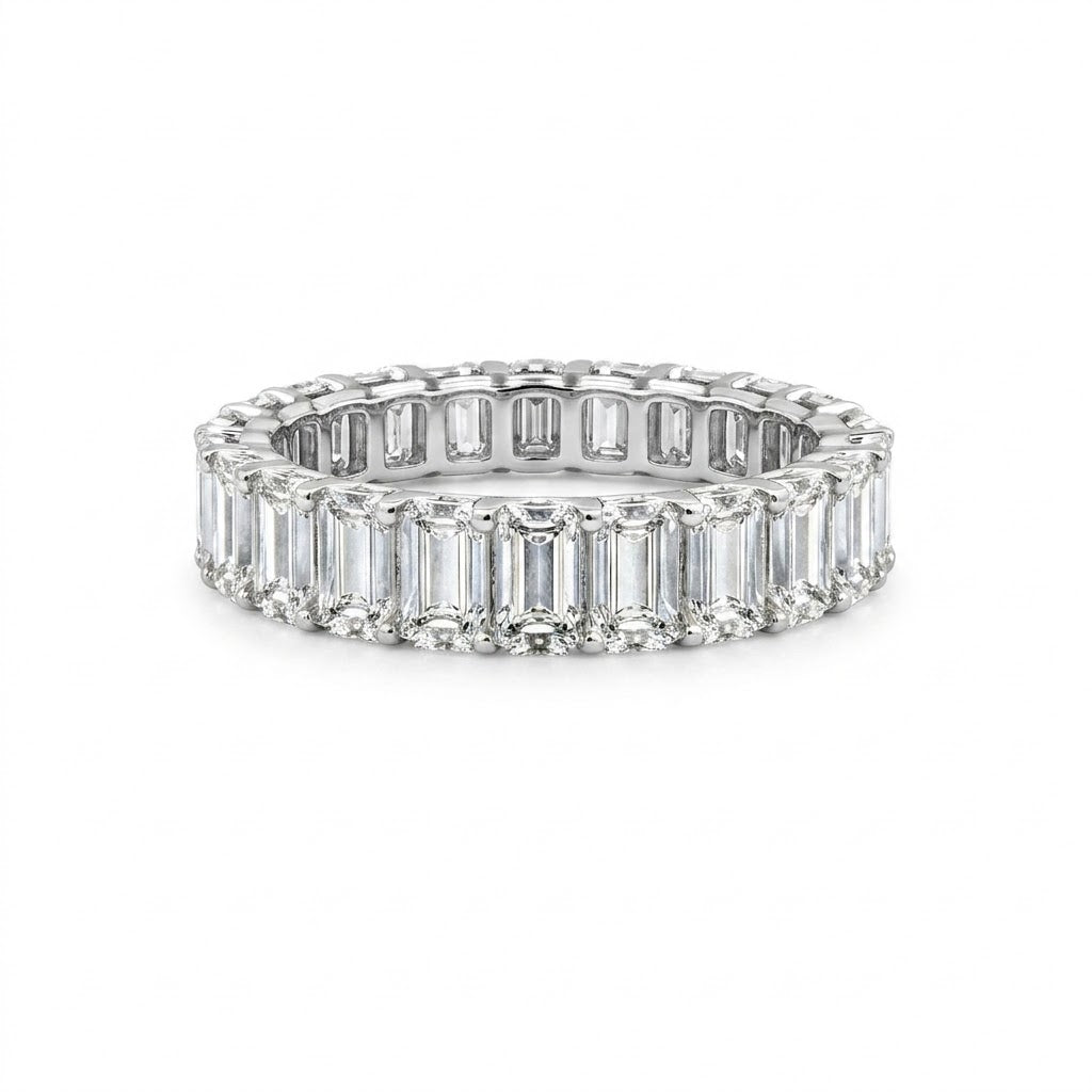 Emerald-Cut Lab-Grown Diamond Eternity Wedding Ring in 14K Gold