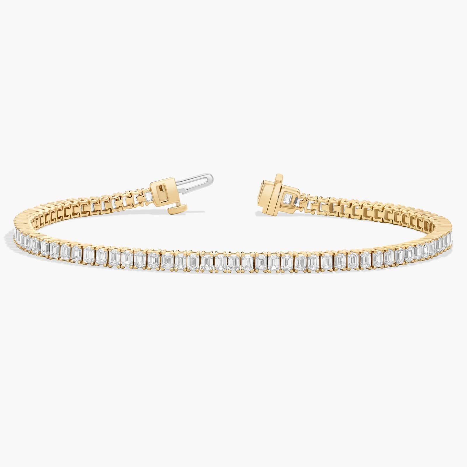 Emerald-Cut Diamond Tennis Bracelet, 14K Gold, Lab Grown