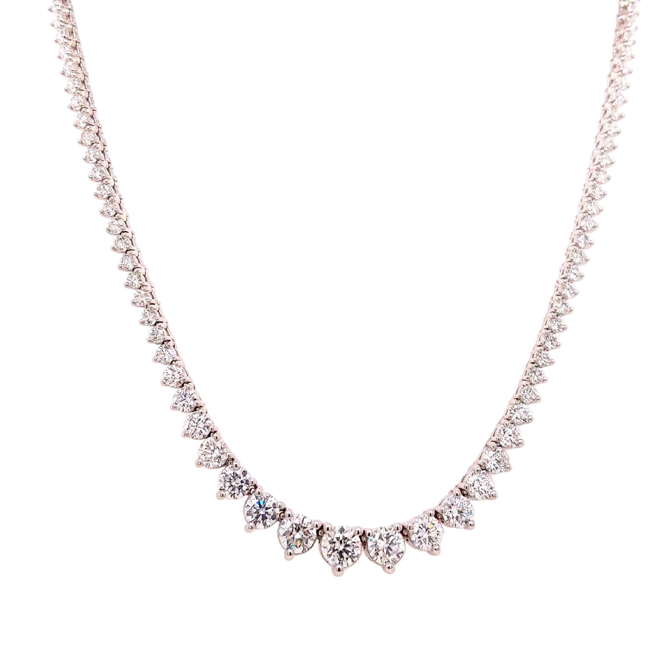 Diamond necklace on a white background