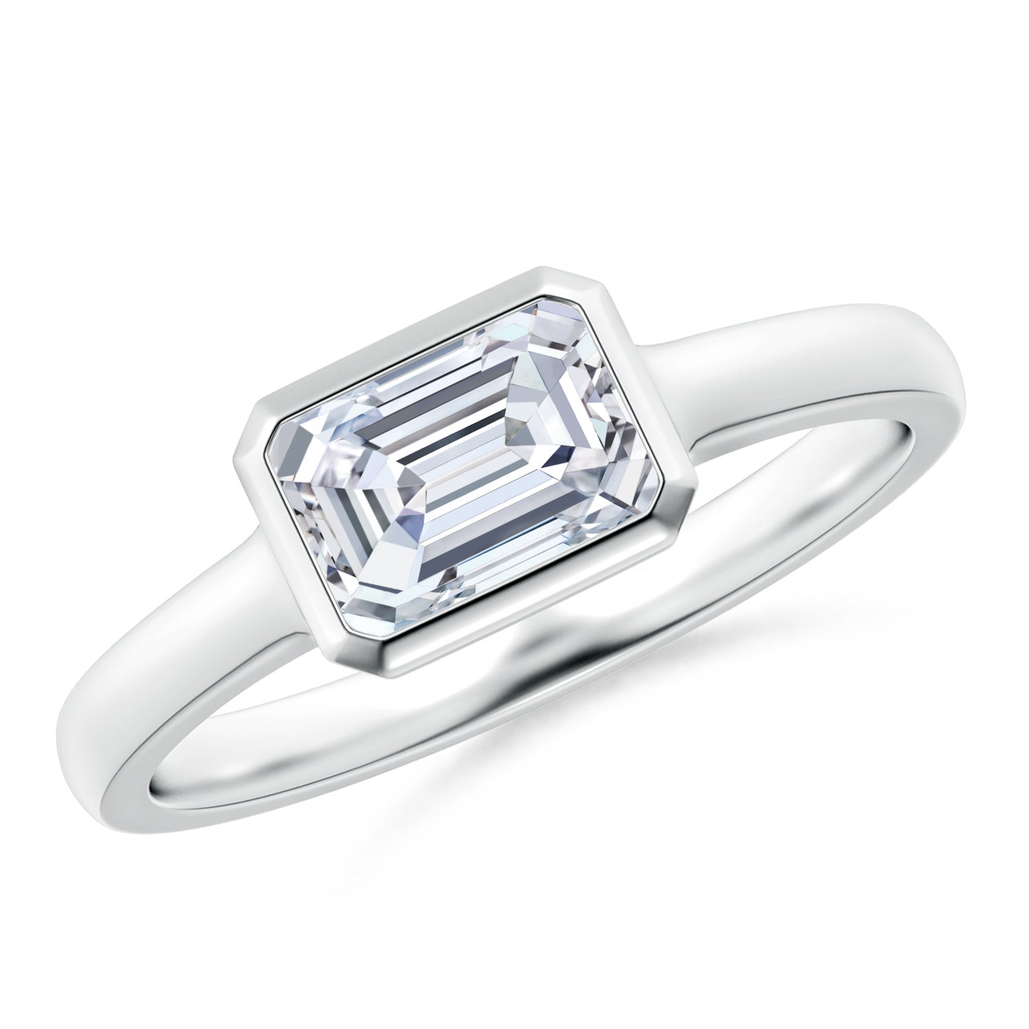 Lab-Grown East-West Emerald-Cut Diamond Solitaire Ring