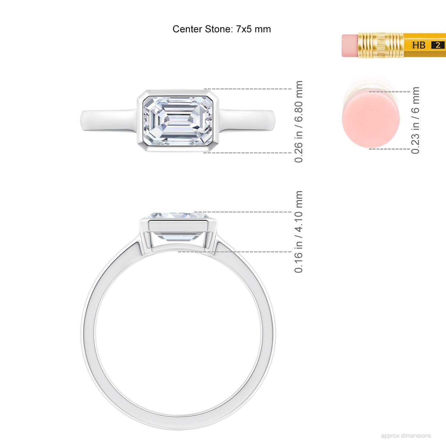 Lab-Grown East-West Emerald-Cut Diamond Solitaire Ring