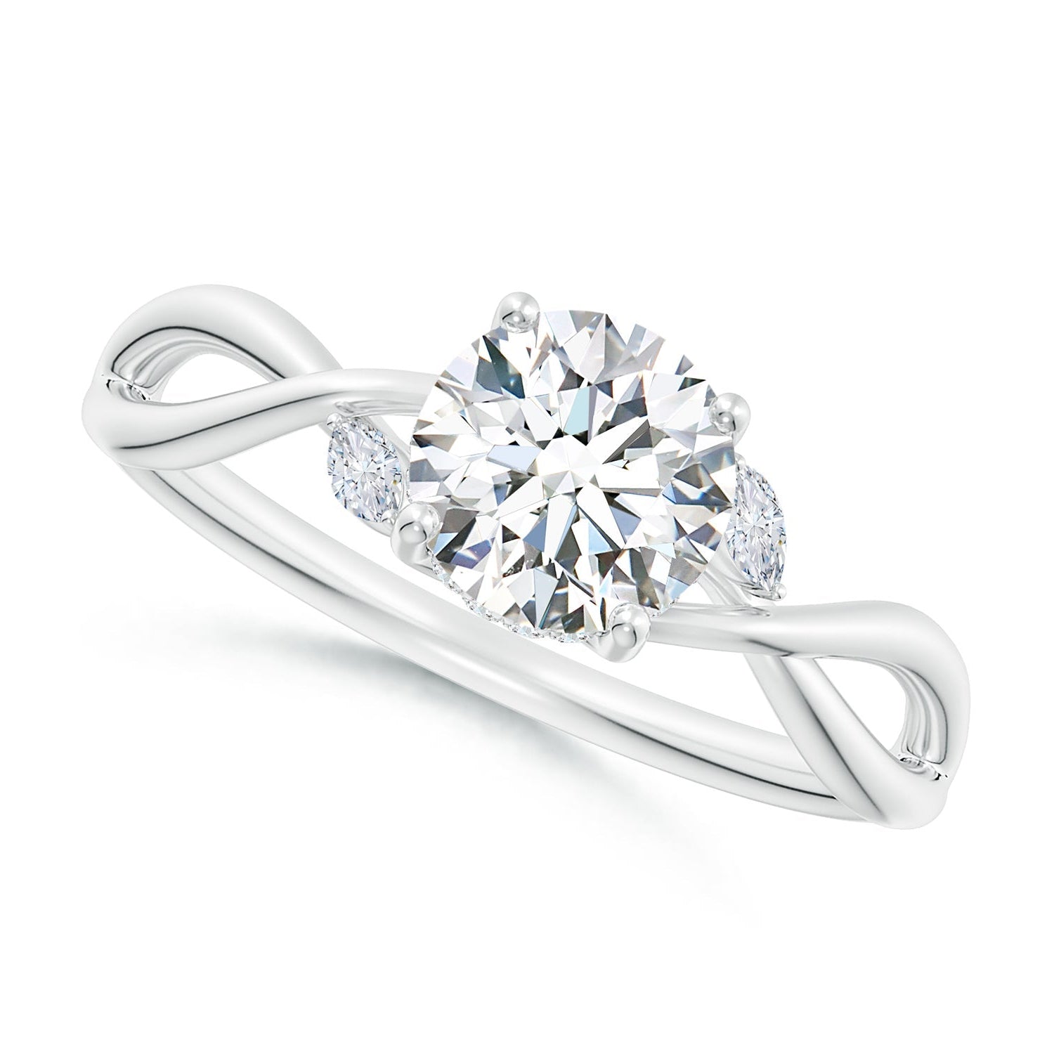 Round Diamond Hidden Halo Engagement Ring