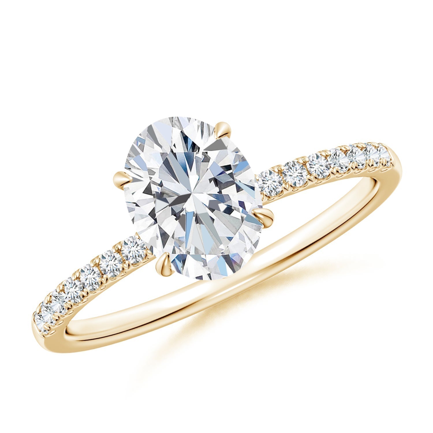 Oval Diamond Hidden Halo Engagement Ring, Lab-Grown