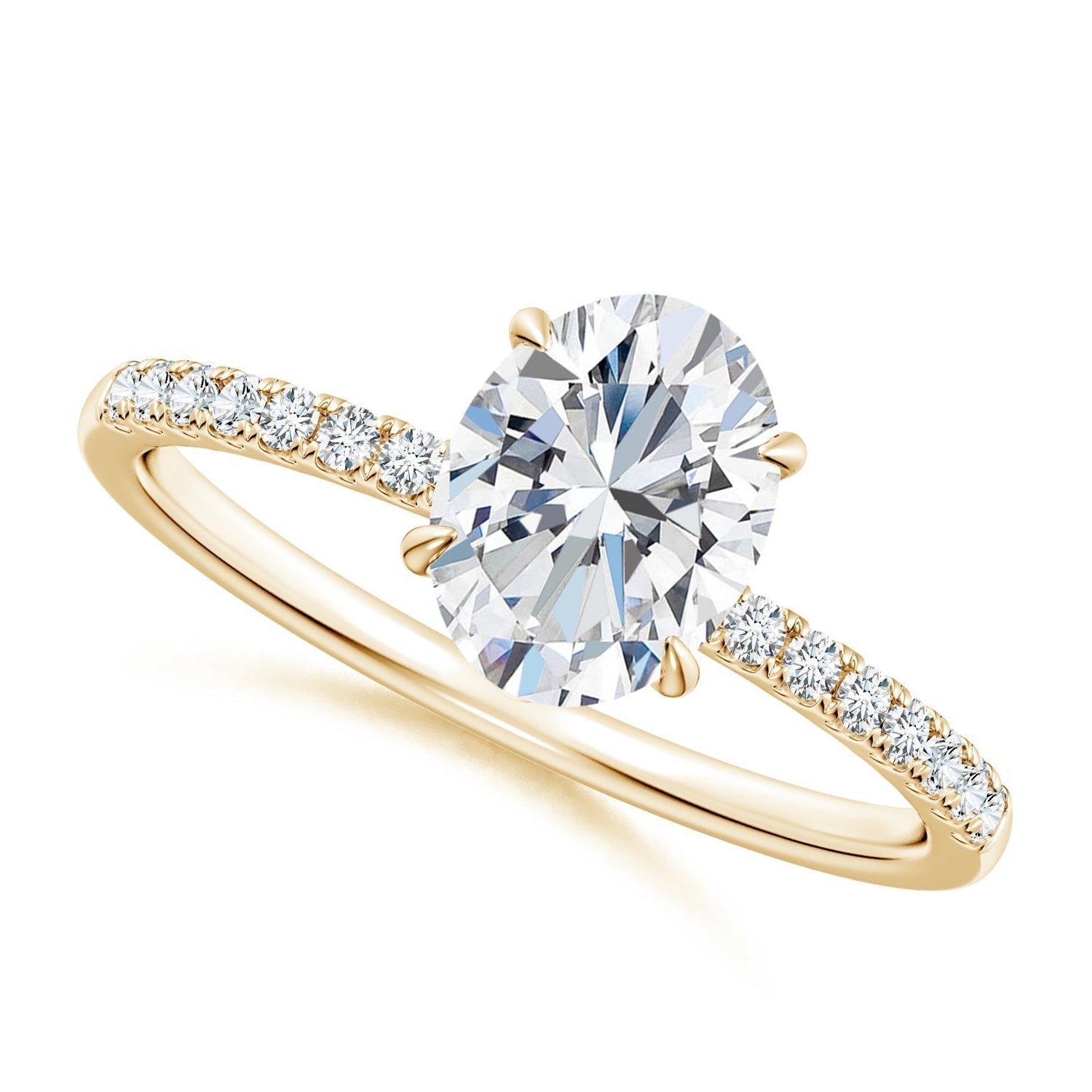 Oval Diamond Hidden Halo Engagement Ring, Lab-Grown