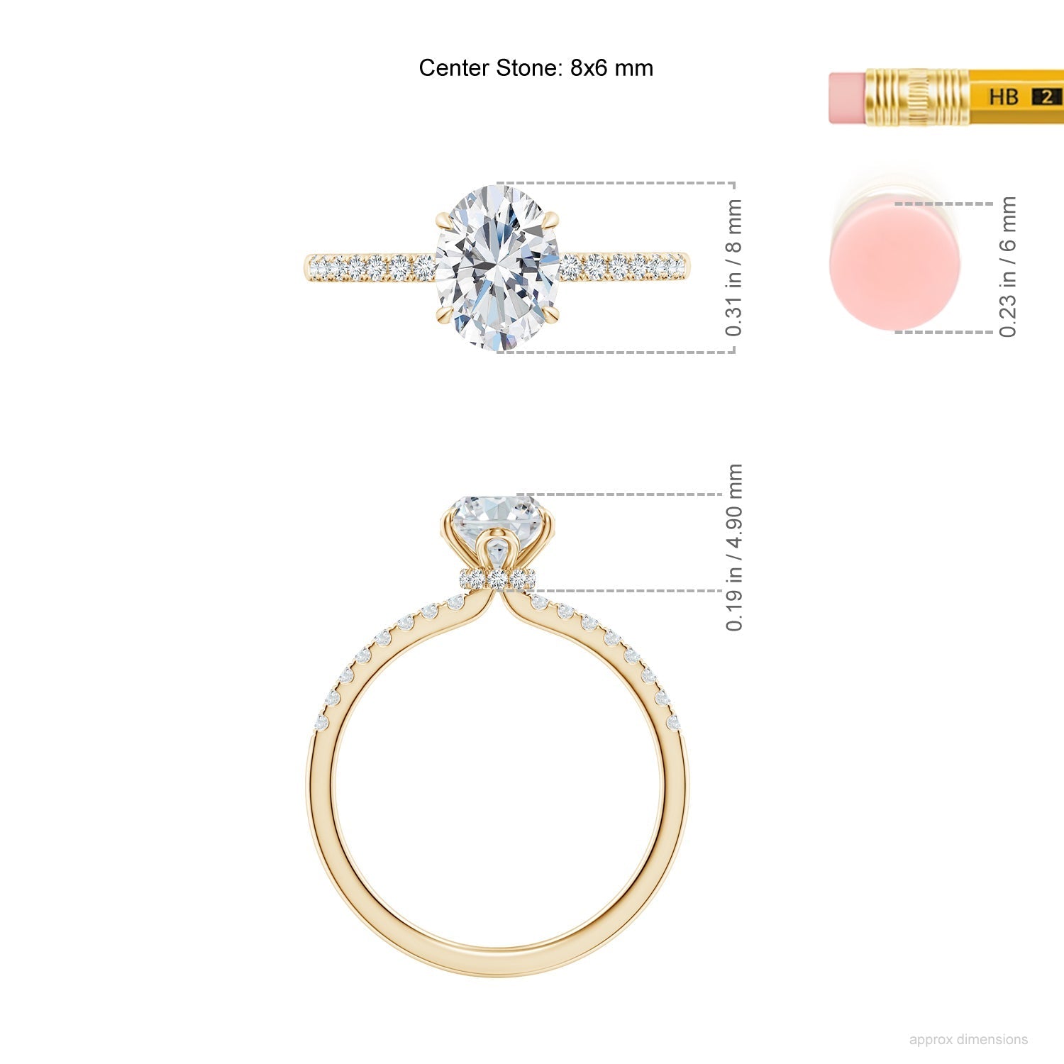 Oval Diamond Hidden Halo Engagement Ring, Lab-Grown