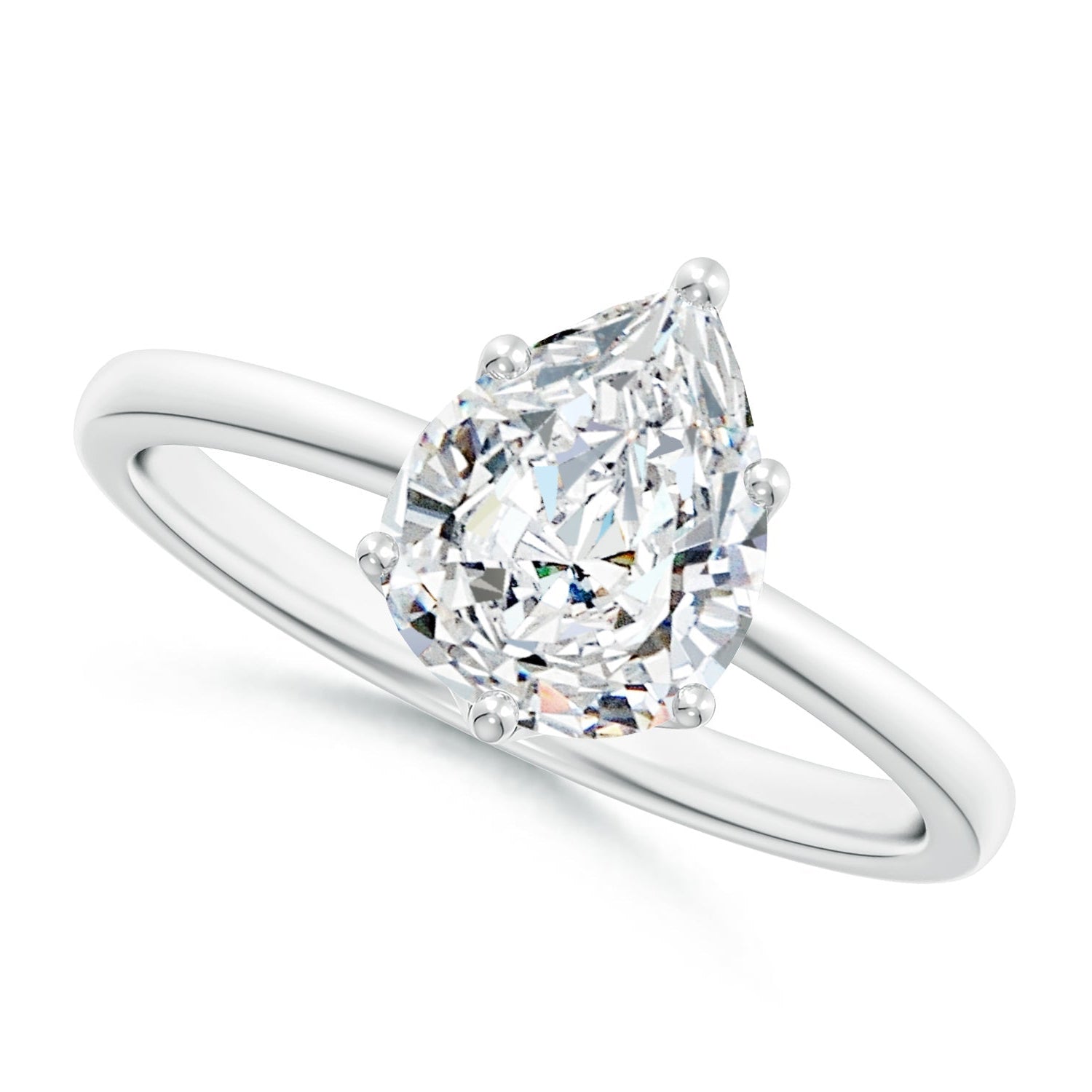 Pear Shaped Diamond Solitaire Classic Engagement Ring