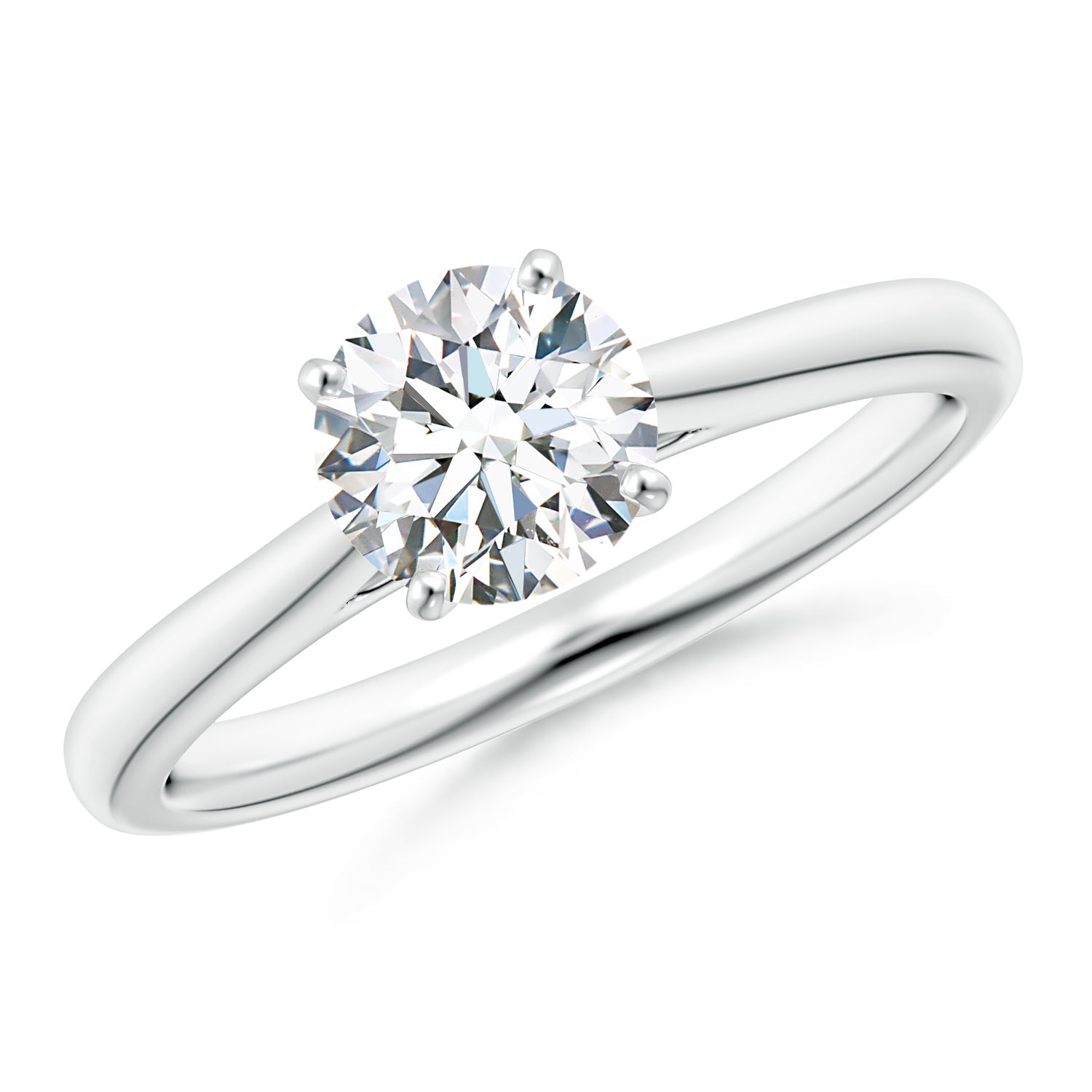 Lab-Grown Round Diamond Tapered Cathedral Solitaire Engagement Ring